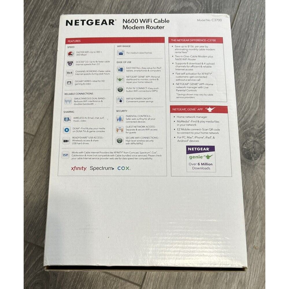 Netgear N600 WiFi Cable Modem Router C3700 - Picture 2 of 6